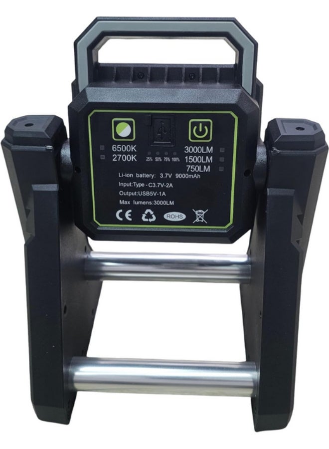 LED flashlight for camping with multi-color illumination ranging from 750 lumens to 3000 lumens, telescopic base, rechargeable battery via USB cable, and can also be used as a power bank to charge mobile phones. Multi-color - Image 5